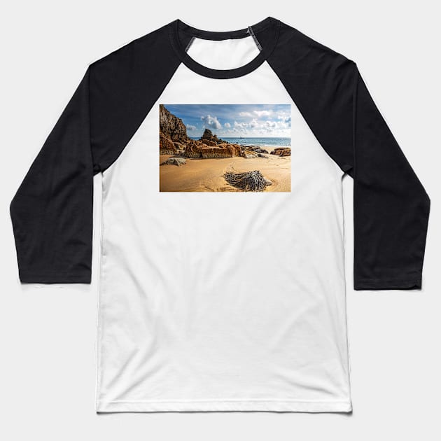 Barafundle Bay Beach Rocks, Pembrokeshire, Wales Baseball T-Shirt by tommysphotos